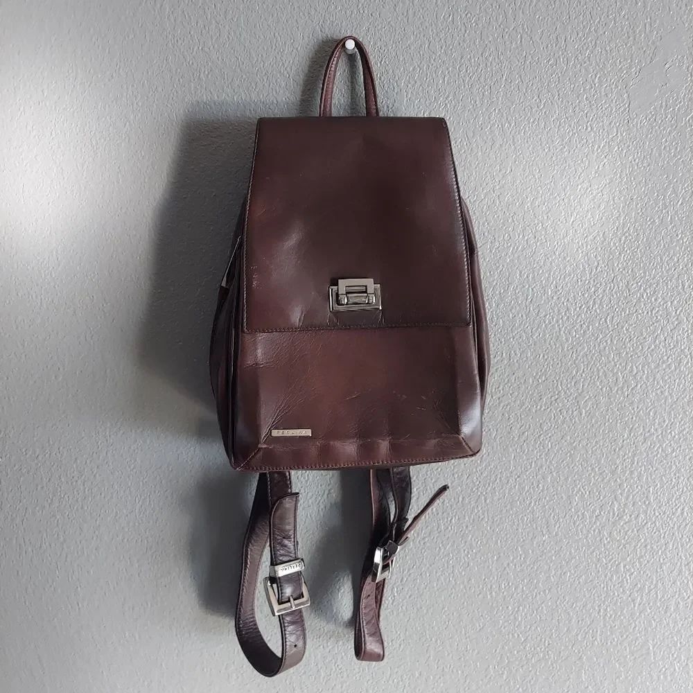 Vintage Perlina New York Brown Leather Backpack
